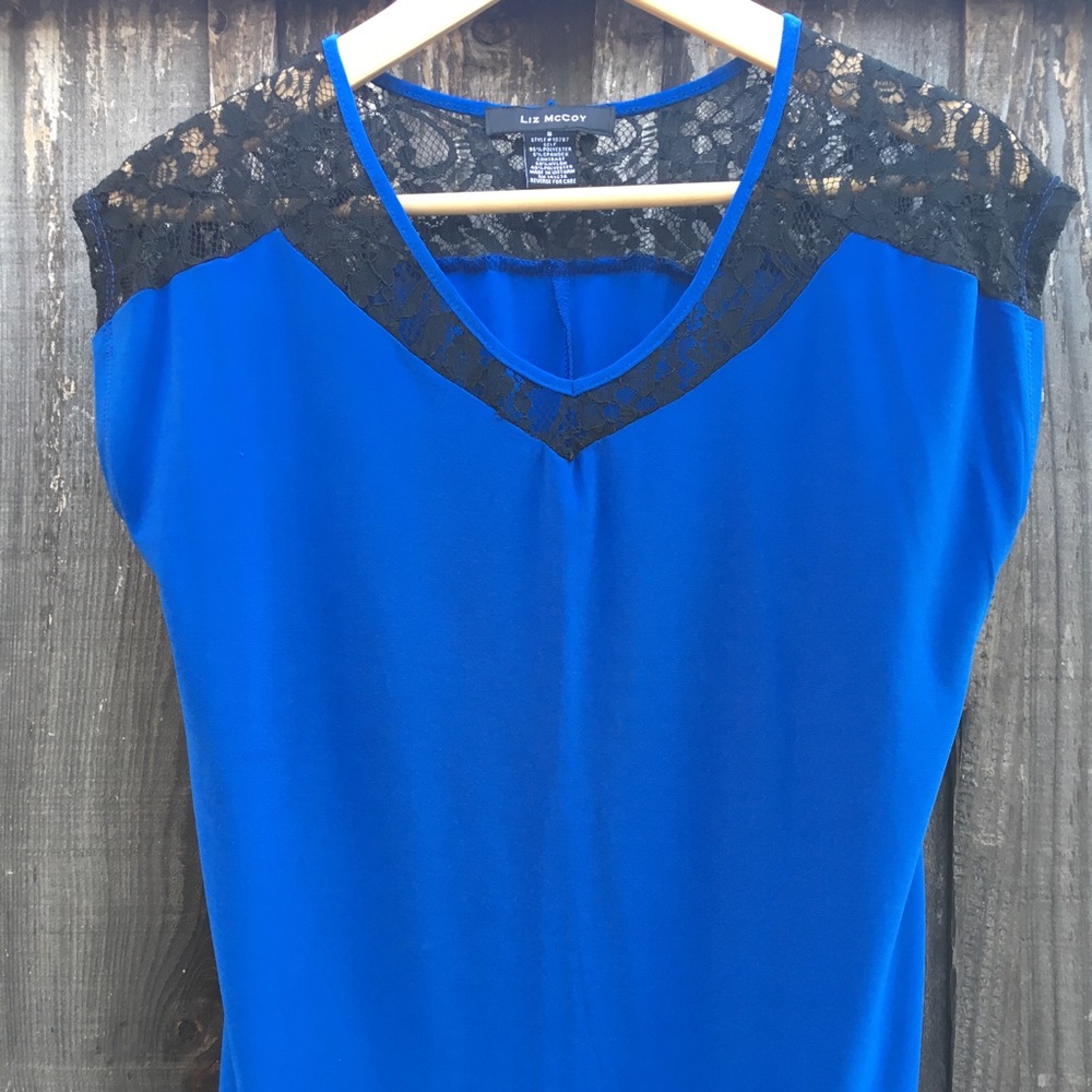 Blue top with lace trim